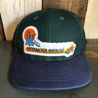 Hermosa Beach GOLDEN HOUR - 6 Panel Low Profile Baseball Cap with Adjustable Strap with Press Buckle - Dark Green/Navy