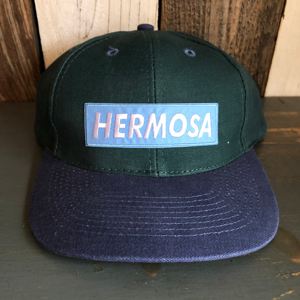 Hermosa Beach BLUE SUPREME HERMOSA - 6 Panel Low Profile Baseball Cap with Adjustable Strap with Press Buckle - Dark Green/Navy