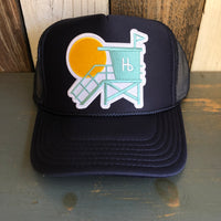 Hermosa Beach LIFEGUARD TOWER High Crown Trucker Hat - Navy