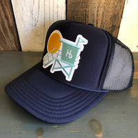 Hermosa Beach LIFEGUARD TOWER High Crown Trucker Hat - Navy