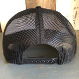 Hermosa Beach WELCOME SIGN Black Panel/Hawaiian Pattern Visor - 5 Panel Mid Profile Snapback Hat - Mauka