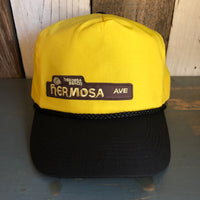 Hermosa Beach HERMOSA AVE 5 Panel High Crown Baseball Cap - Black/Yellow