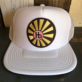 Hermosa Beach SUNBEAMS Trucker Hat - White (Flat Brim)