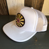 Hermosa Beach SUNBEAMS Trucker Hat - White (Flat Brim)