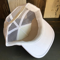Hermosa Beach SUNBEAMS Trucker Hat - White (Flat Brim)