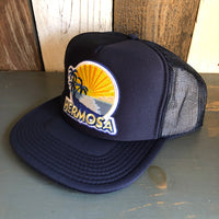 Hermosa Beach FIESTA Trucker Hat - Navy Blue (Flat Brim)