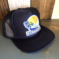 Hermosa Beach FIESTA Trucker Hat - Navy Blue (Flat Brim)