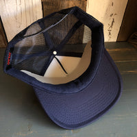 Hermosa Beach FIESTA Trucker Hat - Navy Blue (Flat Brim)