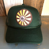 Hermosa Beach SUNBEAMS 5 Panel Mid Profile Mesh Back Trucker Hat - Dark Green