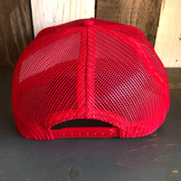 Hermosa Beach LIFEGUARD TOWER 5 Panel Mid Profile Mesh Back Trucker Hat - Red
