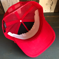 Hermosa Beach LIFEGUARD TOWER 5 Panel Mid Profile Mesh Back Trucker Hat - Red