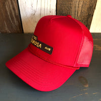 Hermosa Beach HERMOSA AVE 5 Panel Mid Profile Mesh Back Trucker Hat - Red