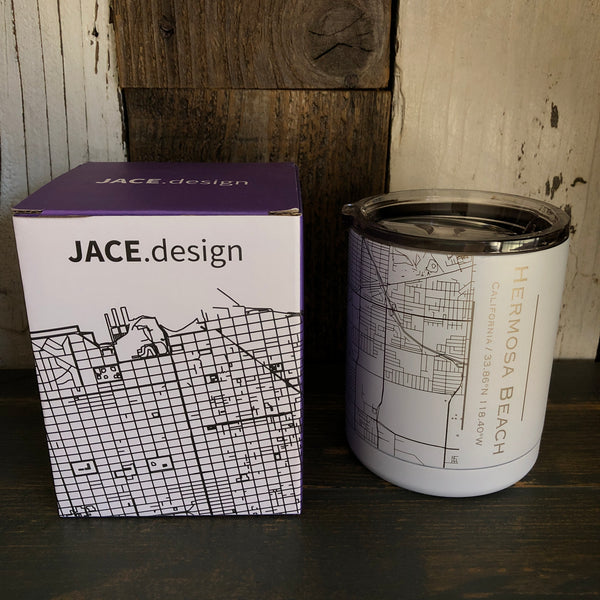Hermosa Beach CA Map Insulated Cup in Matte White