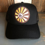 Hermosa Beach SUNBEAMS - 5 Panel Mid Profile Mesh Back Trucker Hat - Black