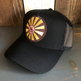 Hermosa Beach SUNBEAMS - 5 Panel Mid Profile Mesh Back Trucker Hat - Black