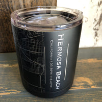 Hermosa Beach Map 10 oz Insulated Cup in Matte Black