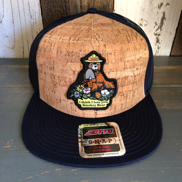 I THINK I LOVE YOU, SMOKEY BEAR Trucker Hat Premium Cork Trucker Hat (Navy Blue)