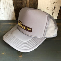 Hermosa Beach HERMOSA AVE High Crown Trucker Hat - Grey (Curved Brim)