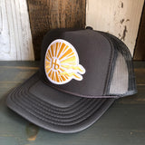 Hermosa Beach CLASSIC LOGO High Crown Trucker Hat - Charcoal (Curved Brim)