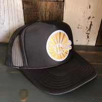 Hermosa Beach CLASSIC LOGO High Crown Trucker Hat - Charcoal (Curved Brim)