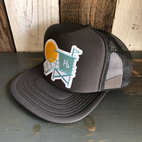 Hermosa Beach LIFEGUARD TOWER Trucker Hat - Charcoal Grey (Flat Brim)