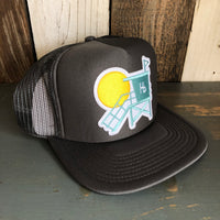 Hermosa Beach LIFEGUARD TOWER Trucker Hat - Charcoal Grey (Flat Brim)