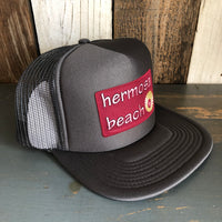 Hermosa Beach WELCOME SIGN Trucker Hat - Charcoal Grey (Flat Brim)