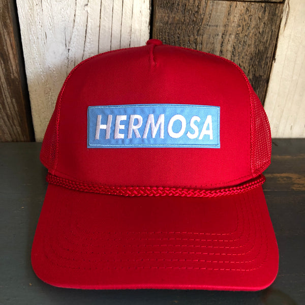 Hermosa Beach BLUE SUPREME HERMOSA 5 Panel Mid Profile Mesh Back Trucker Hat - Red