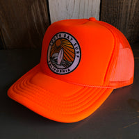 SOUTH BAY SURF (Multi Colored Patch) Mid Crown Trucker Hat - Neon Orange