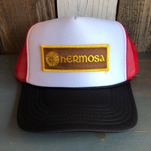 Hermosa Beach AS REAL AS THE STREETS Trucker Hat - Black/White/Red