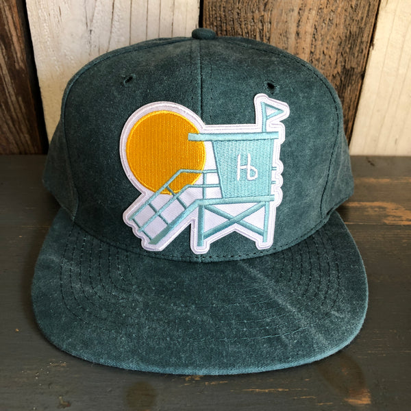 Hermosa Beach LIFEGUARD TOWER 6 Panel Mid Profile Baseball Cap - Dark Green