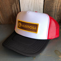 Hermosa Beach AS REAL AS THE STREETS Trucker Hat - Black/White/Red