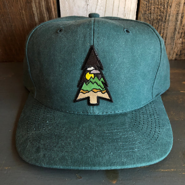 Wilderness Tree (Midnight) 6 Panel Mid Profile Baseball Cap - Dark Green