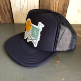 Hermosa Beach LIFEGUARD TOWER Trucker Hat - Navy Blue (Flat Brim)