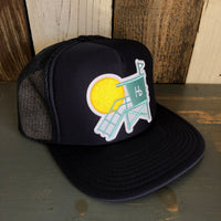 Hermosa Beach LIFEGUARD TOWER Trucker Hat - Navy Blue (Flat Brim)