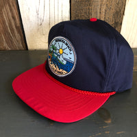 Hermosa Beach SHOREFRONT 5 Panel High Crown Baseball Cap - Navy/Red