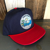 Hermosa Beach SHOREFRONT 5 Panel High Crown Baseball Cap - Navy/Red