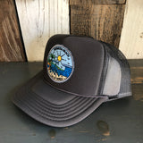 Hermosa Beach SHOREFRONT High Crown Trucker Hat - Charcoal (Curved Brim)