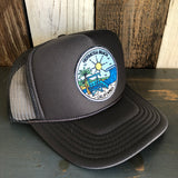 Hermosa Beach SHOREFRONT High Crown Trucker Hat - Charcoal (Curved Brim)