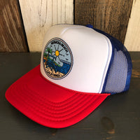 Hermosa Beach SHOREFRONT Trucker Hat - Red/White/Royal Blue