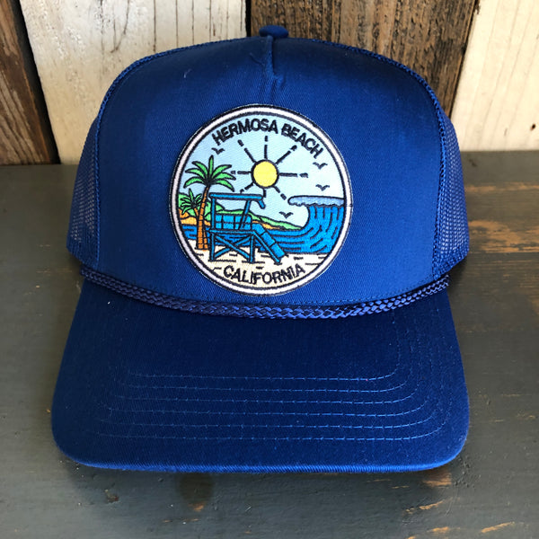 Hermosa Beach SHOREFRONT 5 Panel Mid Profile Mesh Back Trucker Hat - Royal Blue