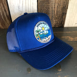Hermosa Beach SHOREFRONT 5 Panel Mid Profile Mesh Back Trucker Hat - Royal Blue