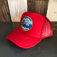 Hermosa Beach SHOREFRONT High Crown Trucker Hat - Red (Curved Brim)