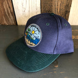 Hermosa Beach SHOREFRONT - 6 Panel Low Profile Baseball Cap with Adjustable Strap with Press Buckle - Navy/Dark Green