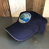 Hermosa Beach SHOREFRONT - 6 Panel Low Profile Style Dad Hat with Velcro Closure - Navy/Navy/Khaki