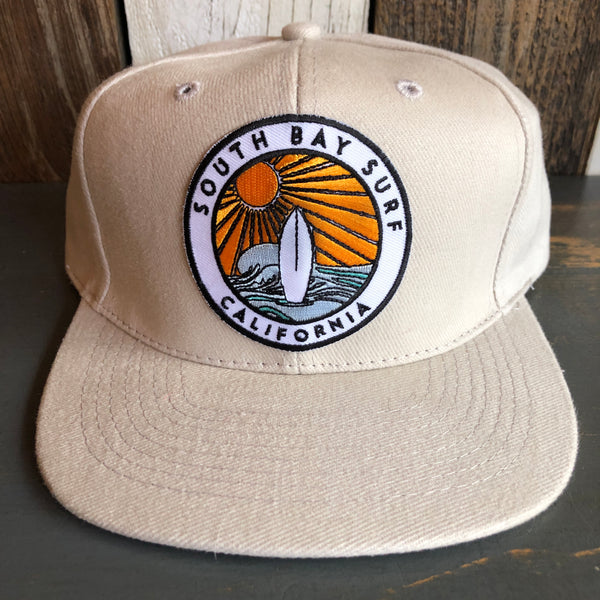 Hermosa Beach SOUTH BAY SURF (Multi Colored Patch) 6 Panel Mid Profile Baseball Cap  - Brushed Bull Denim