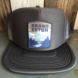 GRAND TETON NATIONAL PARK Trucker Hat - Charcoal Grey (Flat Brim)