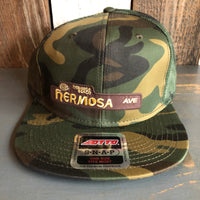 Hermosa Beach HERMOSA AVE (Multi Colored Patch) Camouflage 6 Pad Profile Mesh Back Snapback Trucker Hat - Dark Green/Brown/Camo Mesh
