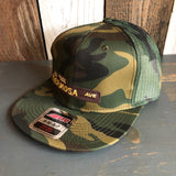 Hermosa Beach HERMOSA AVE (Multi Colored Patch) Camouflage 6 Pad Profile Mesh Back Snapback Trucker Hat - Dark Green/Brown/Camo Mesh