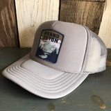 GRAND TETON NATIONAL PARK High Crown Trucker Hat - Grey (Curved Brim)